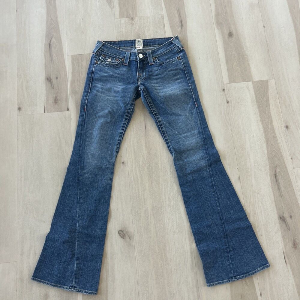 Y2K True Religion JOEY FLARE Women's Blue Jeans Size 27 RN# 112790